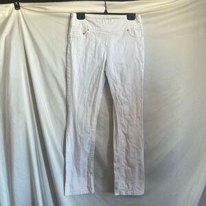 SM220 Contrast petites high waisted white jeans